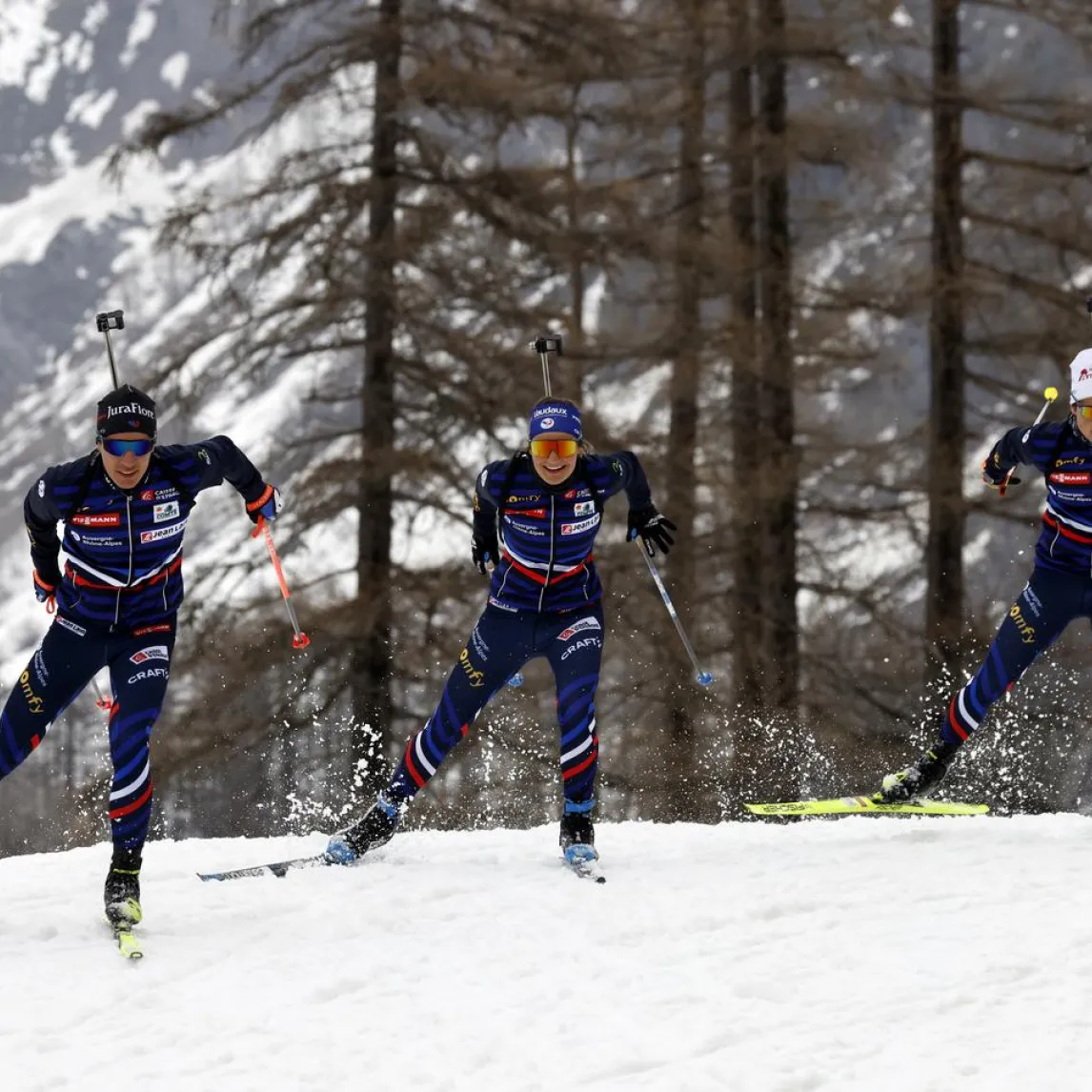 biathlon 3 skieurs face